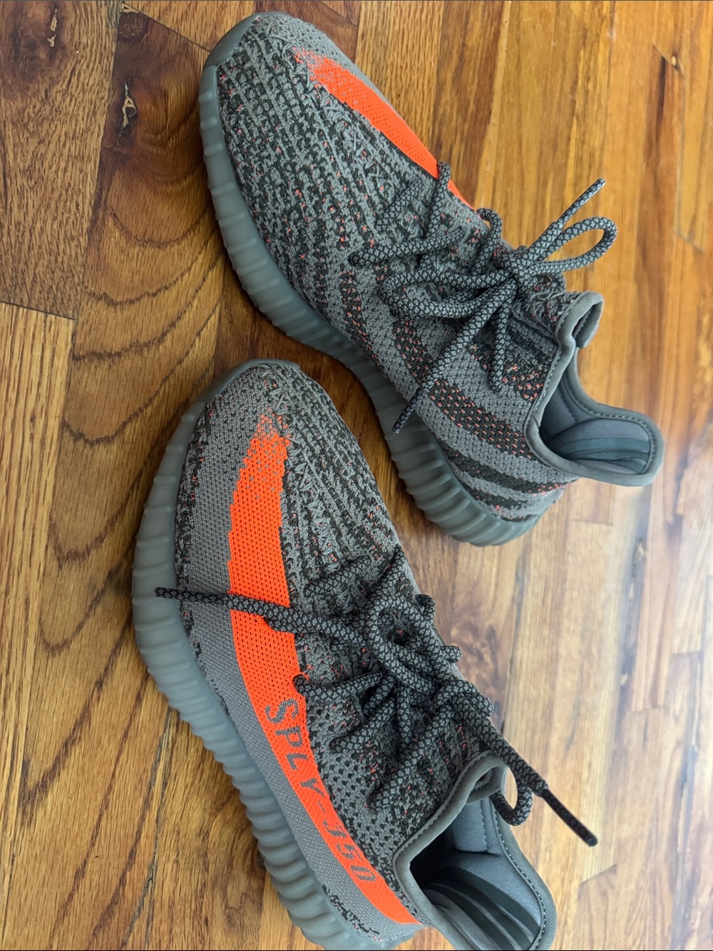 adidas Kids Gray Sneakers with Orange Stripe